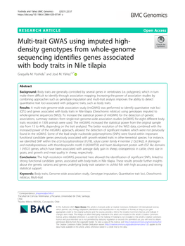 Multi-Trait GWAS Using Imputed High- Density Genotypes from Whole-Genome Sequencing Identifies Genes Associated with Body Traits in Nile Tilapia Grazyella M