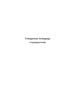 Transparency in Language a Typological Study