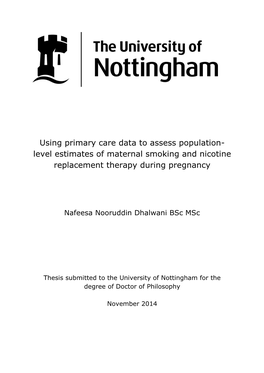 Level Estimates of Maternal Smoking and Nicotine Replacement Therapy During Pregnancy