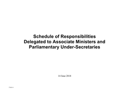 Schedule of Responsibilities Delegated to Associate Ministers and Parliamentary Under-Secretaries