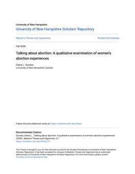 A Qualitative Examination of Women's Abortion Experiences