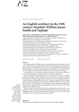 An English Architect in the 19Th Century Istanbul: William James Smith and Taşkışla1