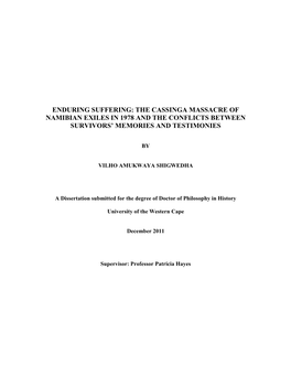 The Cassinga Massacre of Namibian Exiles in 1978 and the Conflicts Between Survivors’ Memories and Testimonies