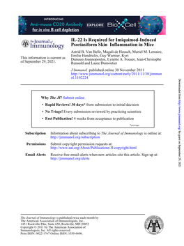 Mice in Inflammation Psoriasiform Skin IL-22 Is Required for Imiquimod-Induced