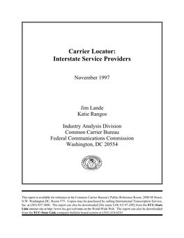 Carrier Locator: Interstate Service Providers