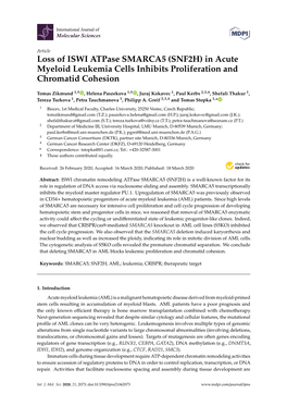 Loss of ISWI Atpase SMARCA5 (SNF2H) in Acute Myeloid Leukemia Cells Inhibits Proliferation and Chromatid Cohesion