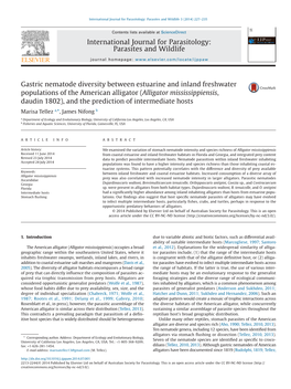 Gastric Nematode Diversity Between Estuarine and Inland Freshwater