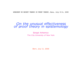 On the Unusual Effectiveness of Proof Theory in Epistemology