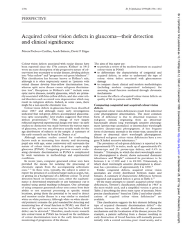 Acquired Colour Vision Defects in Glaucoma—Their Detection and Clinical Significance