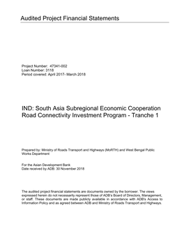 47341-002: SASEC Road Connectivity Investment Program