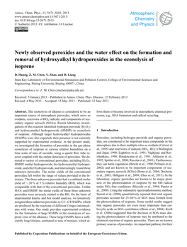 Newly Observed Peroxides and the Water Effect on the Formation And