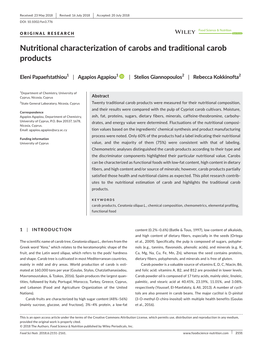 Nutritional Characterization of Carobs and Traditional Carob Products