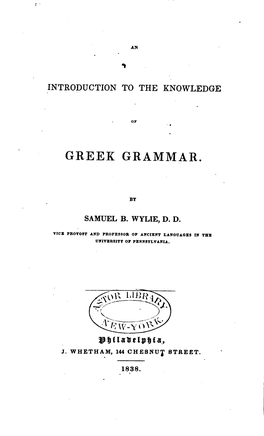 An Introduction to the Knowledge of Greek Grammar