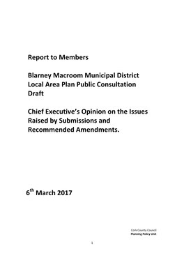 Report to Members Blarney Macroom Municipal District Local Area Plan