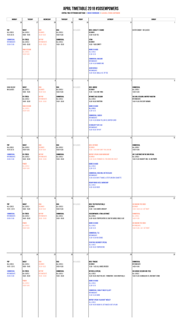 APRIL Timetable 2018 #SOSEMPOWERS Central YMCA TOTTENHAM COURT ROAD | Mob45 Farringdon | Glasshill Studios SOUTHWARK