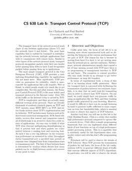 CS 638 Lab 6: Transport Control Protocol (TCP)