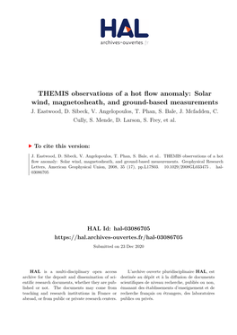 THEMIS Observations of a Hot Flow Anomaly: Solar Wind, Magnetosheath, and Ground-Based Measurements J