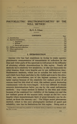 Photoelectric Spectrophotometry by the Null Method'