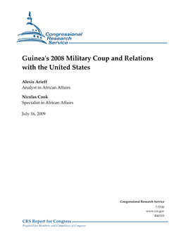Guinea's 2008 Military Coup and Relations with the United States