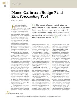 Monte Carlo As a Hedge Fund Risk Forecasting Tool