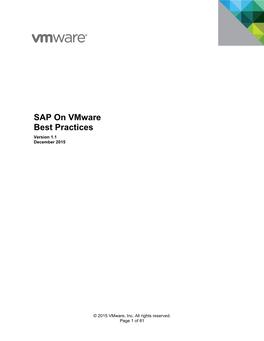 SAP Solutions on Vmware Vsphere Guidelines Summary and Best Practices