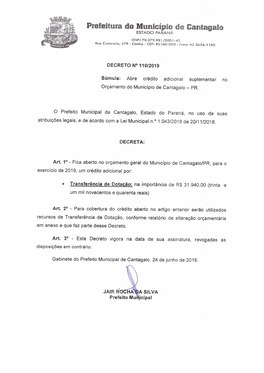 Decreto Nº 110/2019