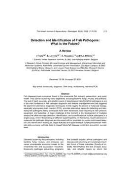 Detection and Identification of Fish Pathogens: What Is the Future?