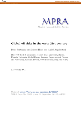Global Oil Risks in the Early 21St Century