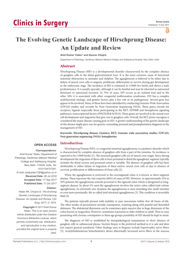 The Evolving Genetic Landscape of Hirschprung Disease: an Update and Review