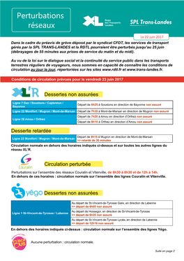 Perturbations Réseaux