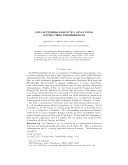 Characterizing Gorenstein Rings Using Contracting Endomorphisms