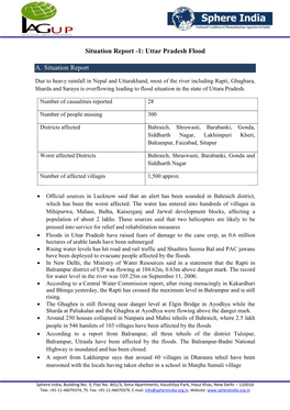 1: Uttar Pradesh Flood A. Situation Report