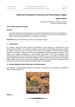 67 Historical Foundations of Science and Technology in Egypt