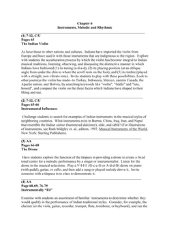 Chapter 6 Instruments, Melodic and Rhythmic ______(1) 7-12, C/U Pages 65 the Indian Violin