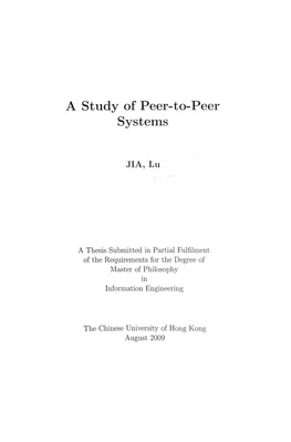 A Study of Peer-To-Peer Systems