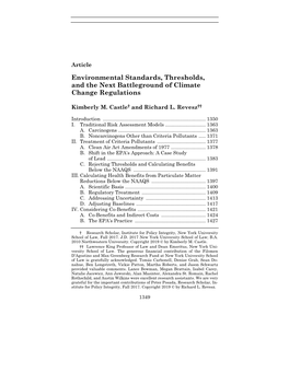 Environmental Standards, Thresholds, and the Next Battleground of Climate Change Regulations