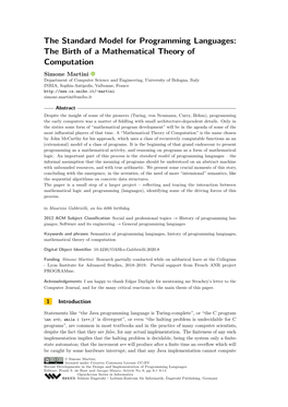 The Standard Model for Programming Languages: the Birth of A