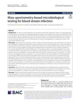 Mass Spectrometry-Based Microbiological Testing for Blood