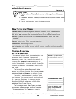 Atlantic South America Section 1 MAIN IDEAS 1