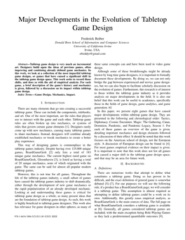Major Developments in the Evolution of Tabletop Game Design