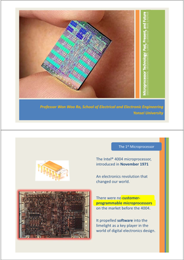 Professor Won Woo Ro, School of Electrical and Electronic Engineering Yonsei University the Intel® 4004 Microprocessor, Introdu