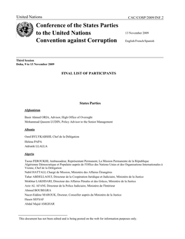 Conference of the States Parties to the United Nations Convention Against