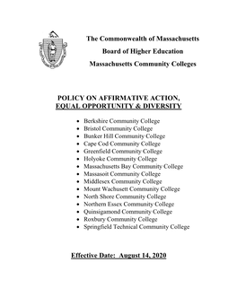 Policy on Affirmative Action, Equal Opportunity & Diversity