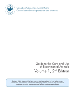 (CCAC) Guide to the Care and Use of Experimental Animals Volume