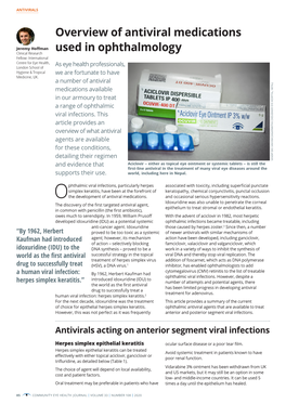 Overview of Antiviral Medications Used in Ophthalmology