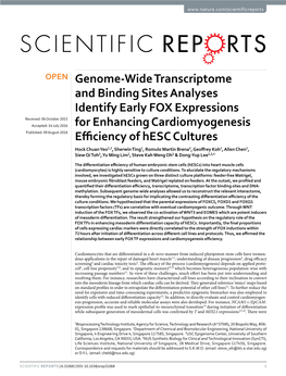 Genome-Wide Transcriptome and Binding Sites Analyses Identify