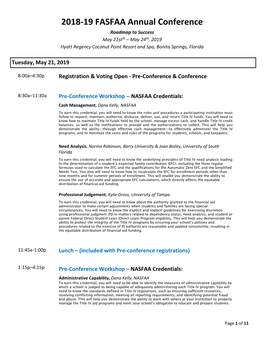 2018-19 FASFAA Annual Conference Roadmap to Success May 21Stth – May 24Th, 2019 Hyatt Regency Coconut Point Resort and Spa, Bonita Springs, Florida