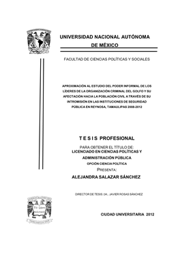 Universidad Nacional Autónoma De México T E S I S