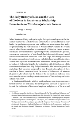 The Early History of Man and the Uses of Diodorus in Renaissance Scholarship: from Annius of Viterbo to Johannes Boemus