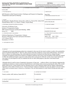 Infill Dynamics in Rail Transit Corridors: Challenges and Prospects for Integrating June 2016 Transportation and Land Use Planning 6